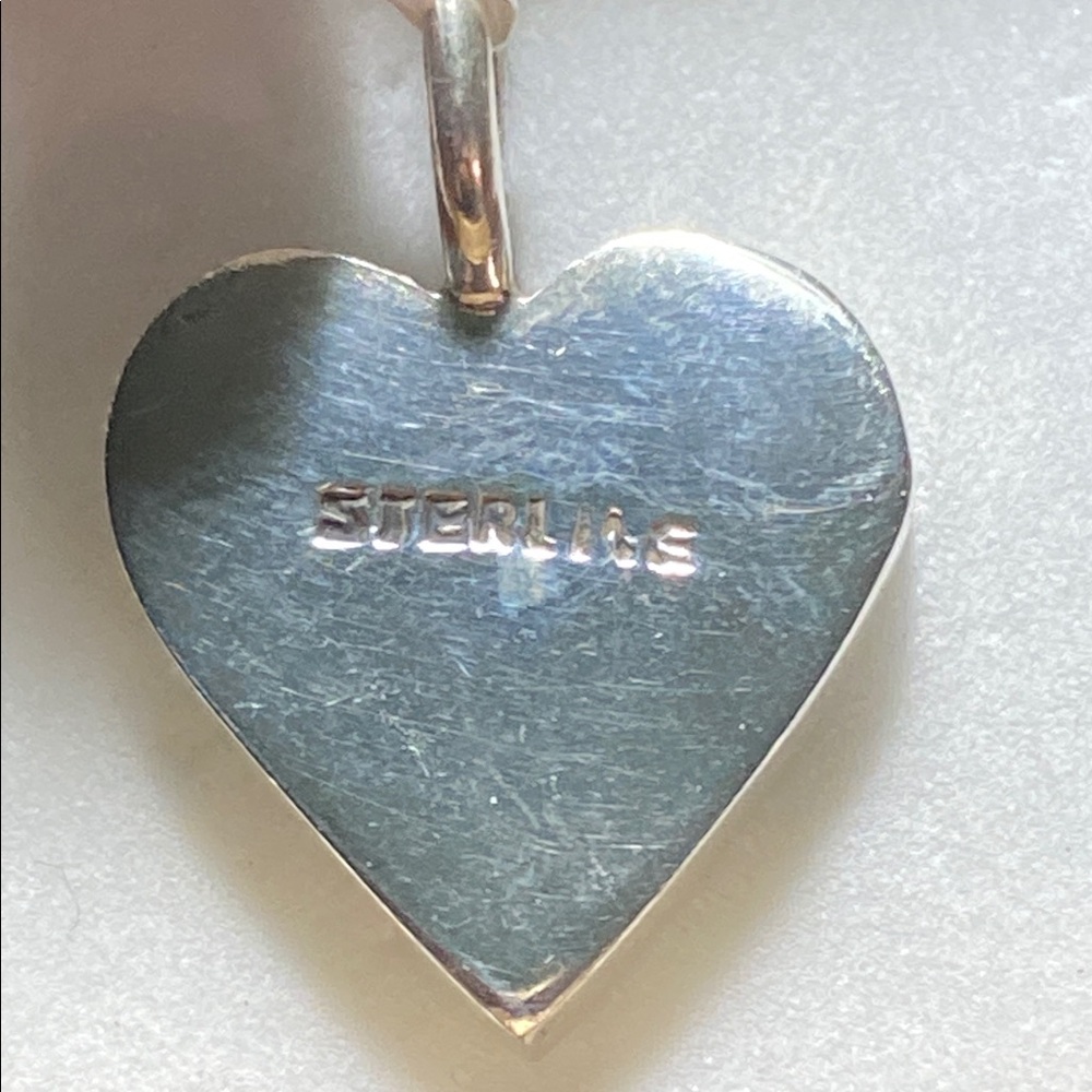 Vintage 925 sterling silver solid heart pendant. - Picture 5 of 13